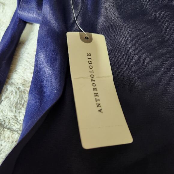 NWT Anthropologie Navy Blue Viscose Asymmetrical Wrap Tie Waist Midi Skirt - XL - Picture 8 of 12